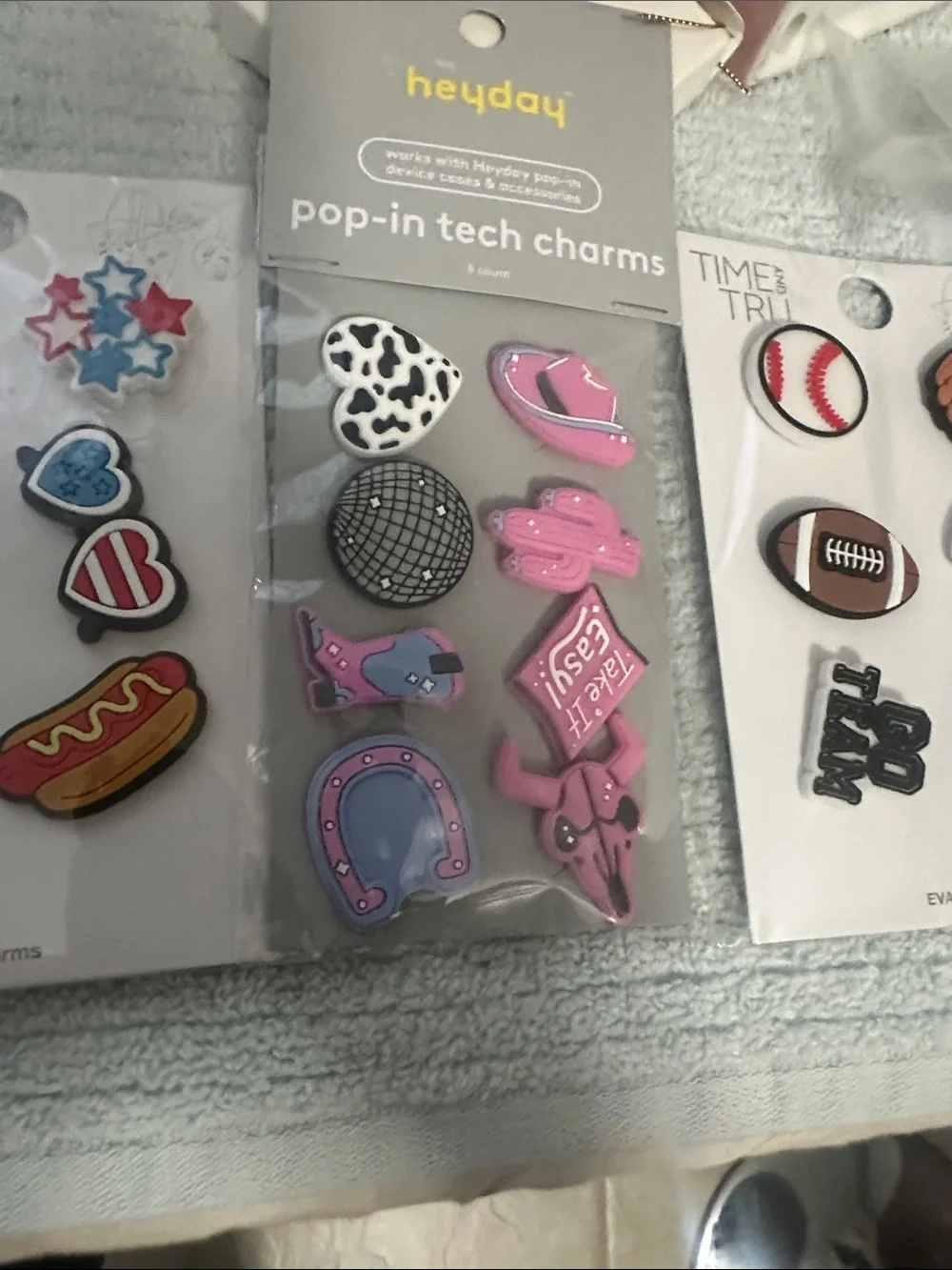 heyday Pop-In Tech Charms Variety Pack with Blue, Red & White Accents 3 sets NWT